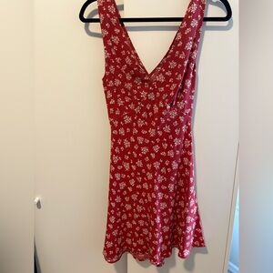 Realisation Par Red Floral V-Neck Mini Dress